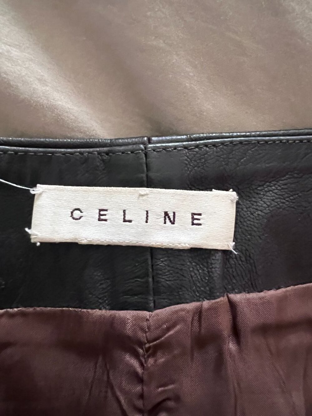 Celine Mid-Length Black Leather Skirt w/ Front Zip - Picture 6 of 6